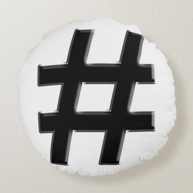 #HASHTAG - Hash Tag Symbol Round Pillow (Back)