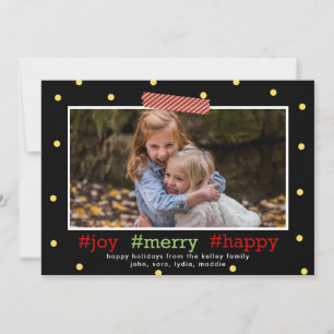 Hashtag Holidays, Joy Merry Happy, Photo Holiday Card