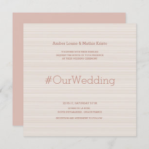 Hashtag modern elegant rose gold stripes wedding invitation