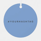 Hashtag # | Modern Pastel Blue Social Media Metal Ornament (Front)
