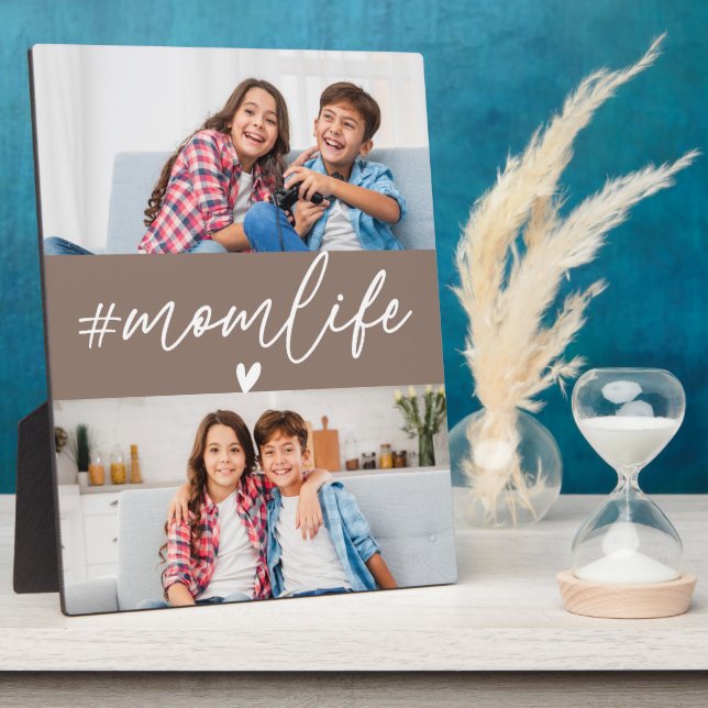 Hashtag Momlife 2 Photos Custom Plaque (Side)