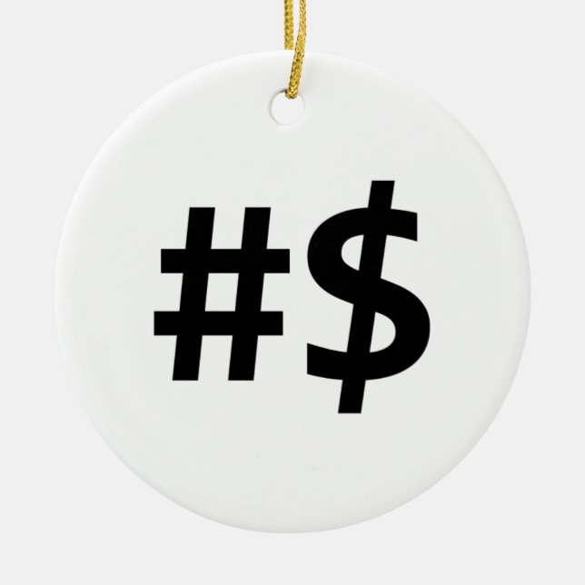hashtag money ceramic ornament (Front)