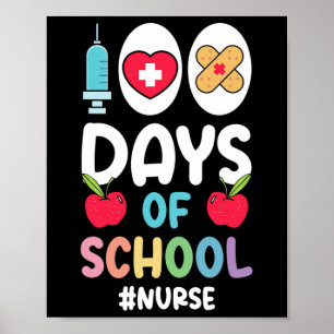 Hashtag Nurse Happy 100 days of school Nurse Poster
