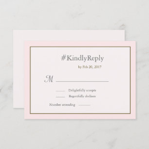 Hashtag personalized sweet pink gold wedding RSVP Invitation