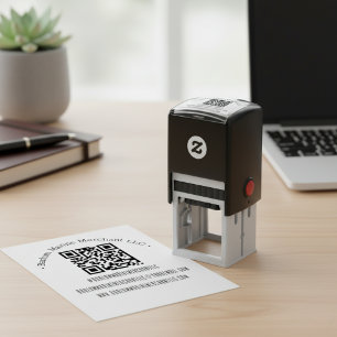 Hashtag QR Code Address Self-Inking Rubber Stamp