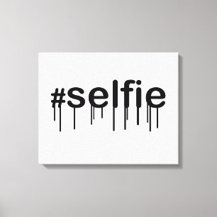 Hashtag Selfie Drooling Typography Canvas Print