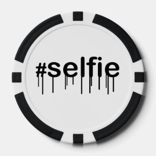 Hashtag Selfie Drooling Typography Poker Chips