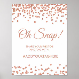 Hashtag Sign Rose Gold Glitter Confetti White