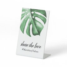 Hashtag Sign with Tropical Leaf for Wedding
