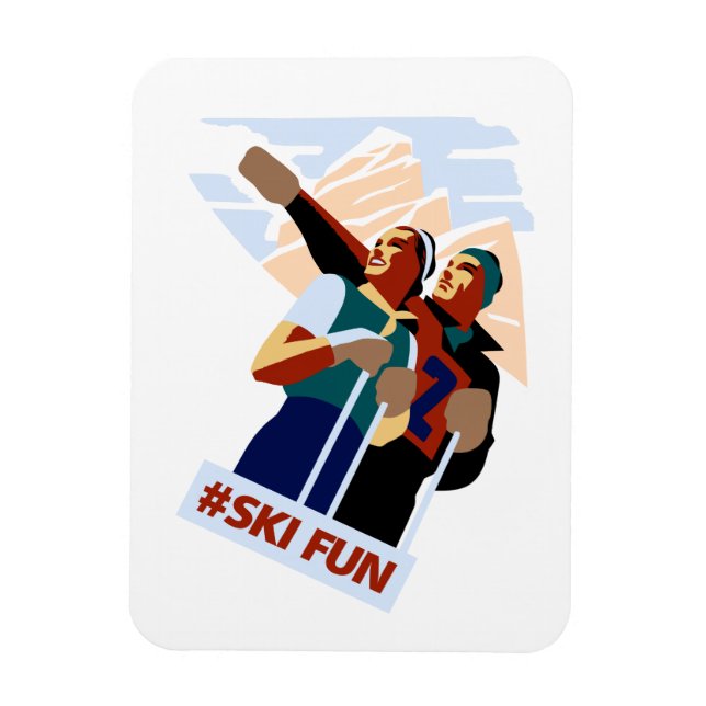 Hashtag ski fun magnet (Vertical)