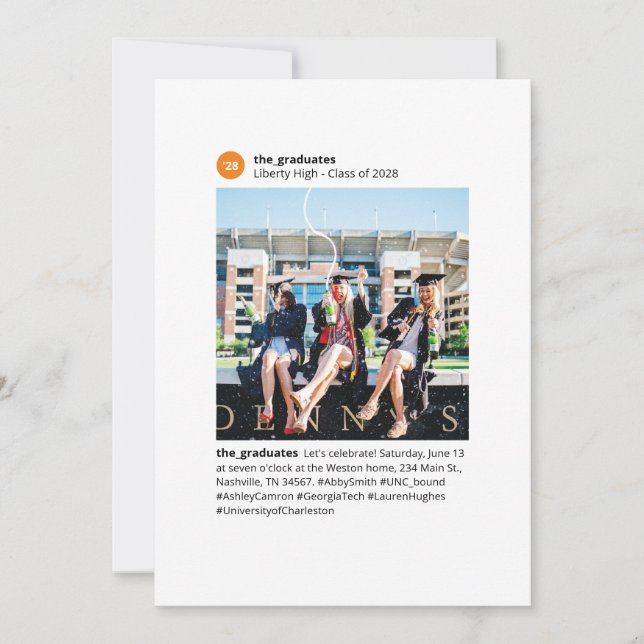 Hashtag Social Group Graduation Party Invitation (Devant)