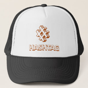 HASHTAG Text Printed for Social Media Lovers Black Trucker Hat