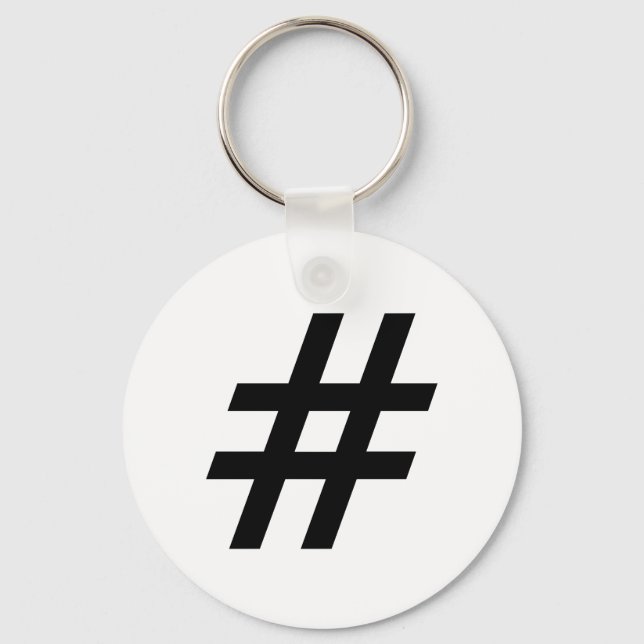 hashtag text symbol hash tag keychain (Front)