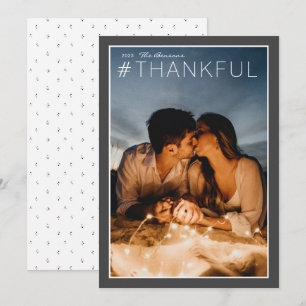 Hashtag #THANKFUL Charcoal White Vertical Holiday Card