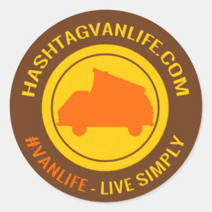 Hashtag Van Life Classic Round Sticker