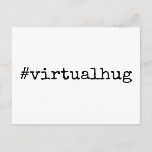 Hashtag Virtual Hug Black & White Postcard