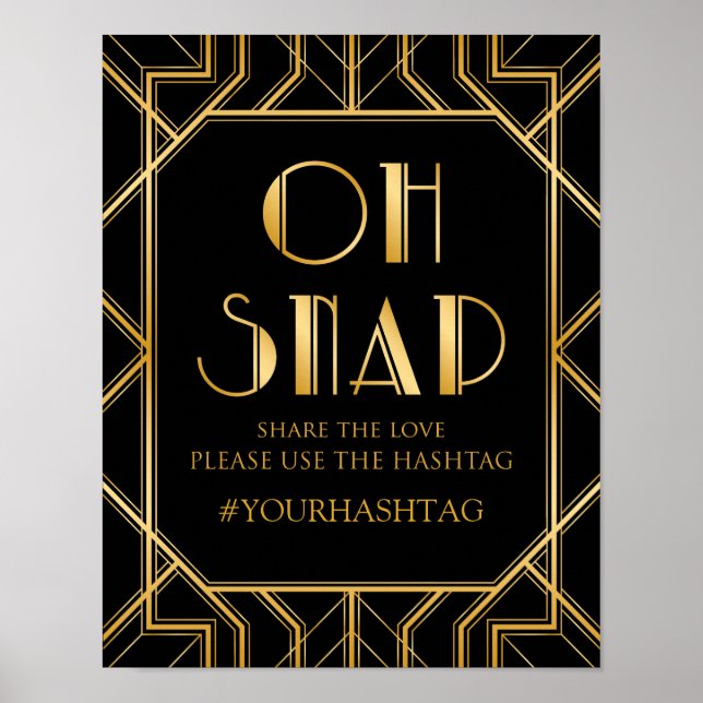 Hashtag Wedding Sign | Gatsby Art Deco (Front)