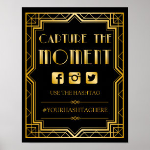 Hashtag Wedding Sign   Gatsby Art Deco