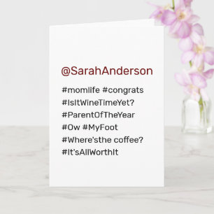 hashtags funny parenthood mom congrats card