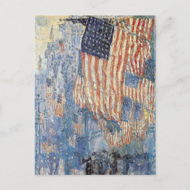 Hassam’s Avenue in the Rain Postcard (Front)