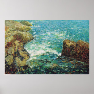 Hassam - Surf And Rocks 1906 Poster