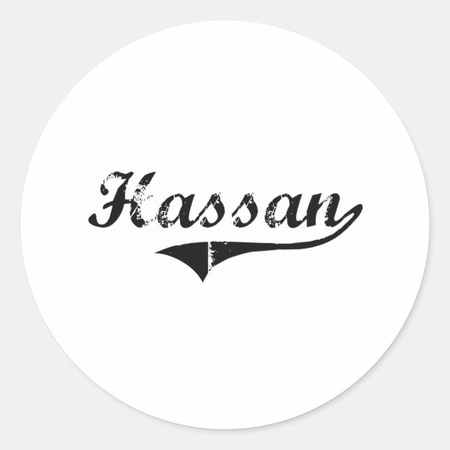 Hassan Classic Style Name Classic Round Sticker (Front)
