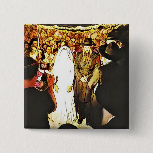 Hassidic Wedding 2 Inch Square Button (Front)