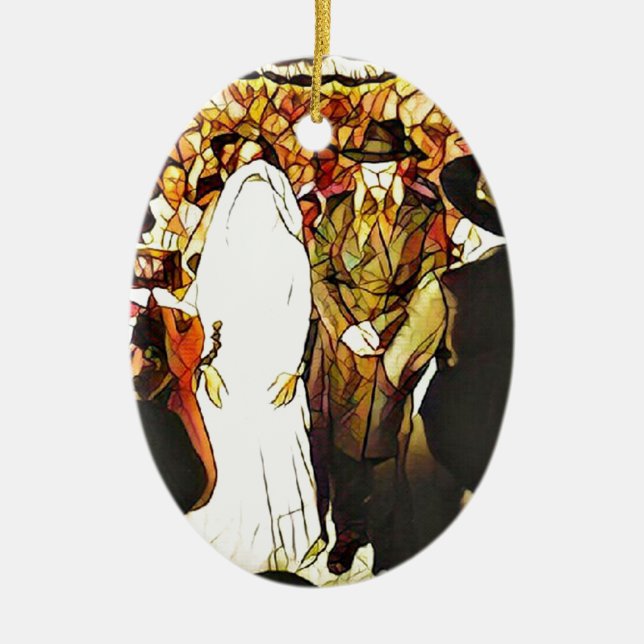 Hassidic Wedding Ceramic Ornament (Front)
