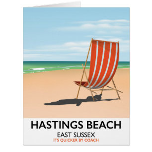 Hastings Beach, East Sussex affiche de voyage vint