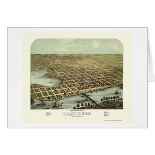Hastings, carte panoramique de manganèse - 1867