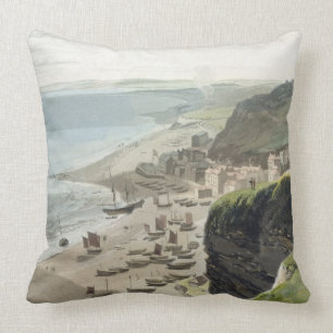 Hastings, from the East Cliff, from 'A Voyage Arou Throw Pillow