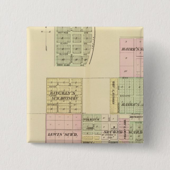 Hastings, Nebraska 2 Inch Square Button (Front)
