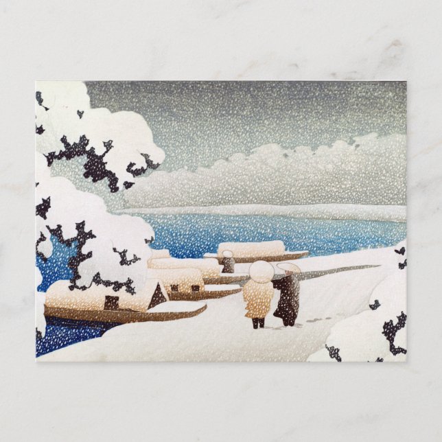 Hasui Kawase Snow at Hashidate (Yuki no hashidate) Postcard (Front)
