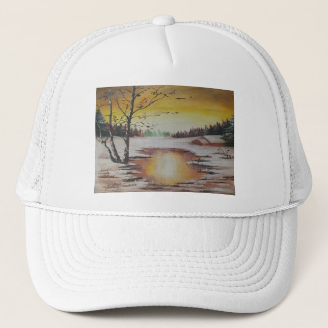 Hat Ann Hayes Painting Winter Scene (Front)