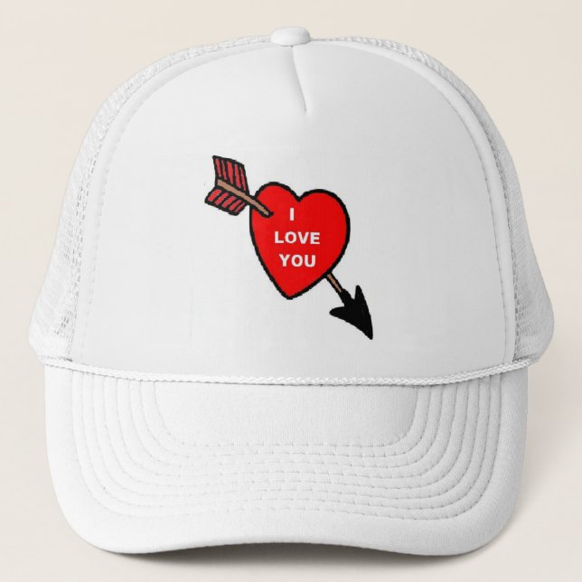 Hat Arrow Thru Heart Red, I Love You (Front)