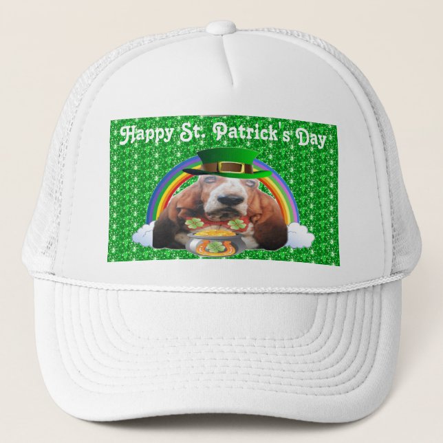 Hat Basset Hound Happy St. Patrick's Day (Front)