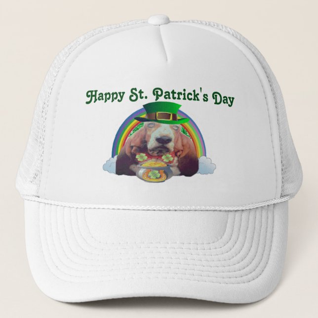 Hat Basset Hound Happy St. Patrick's Day (Front)
