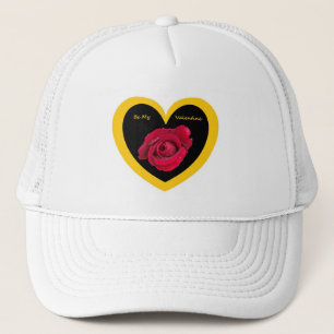 Hat Basset Rose on Heart Black Yellow, Be My Val