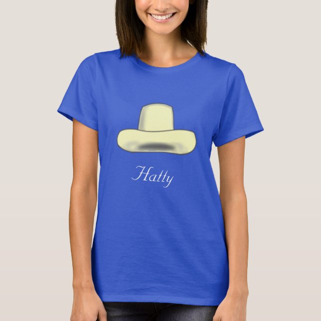 Hat cartoon image & editable text T-Shirt (Front)
