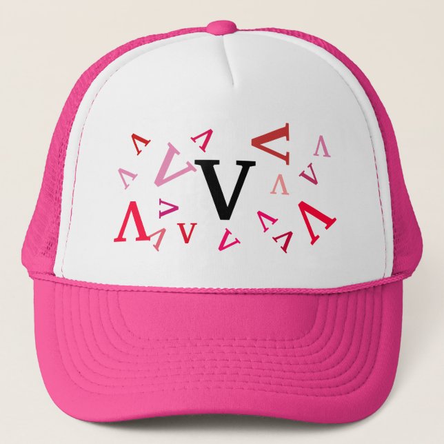 Hat - Jumbled Letters in Pinks (Front)