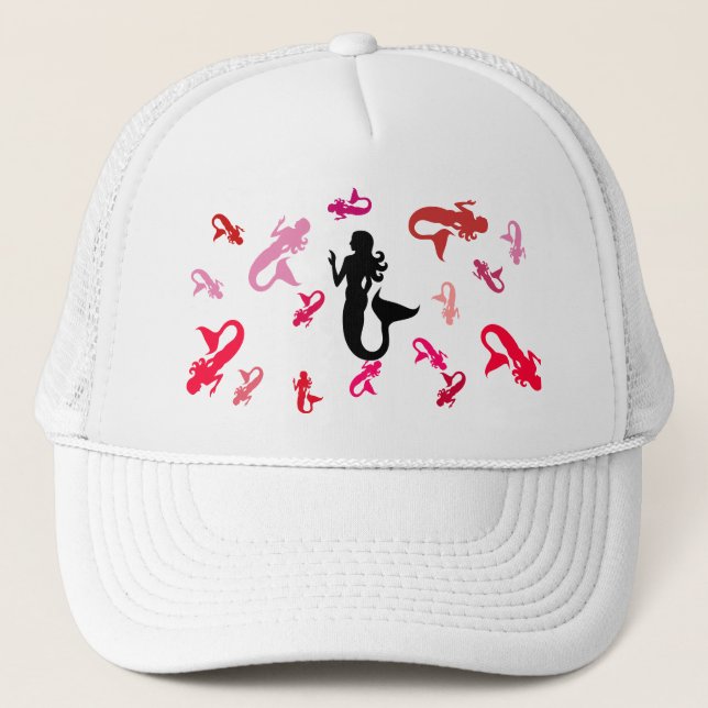 Hat - Jumbled Mermaids in Pinks (Front)