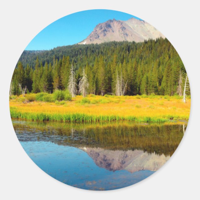Hat Lake In Lassen Volcanic National Park Classic Round Sticker (Front)