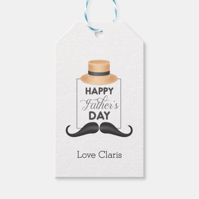 Hat Moustache Father's Day Gift Tag (Front)