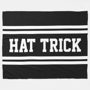 HAT TRICK Bold Black White Hockey Racing Stripes Fleece Blanket