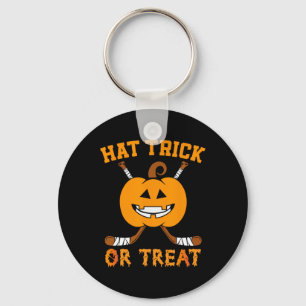 Hat Trick Or Treat Fun Ice Hockey Halloween Costum Keychain