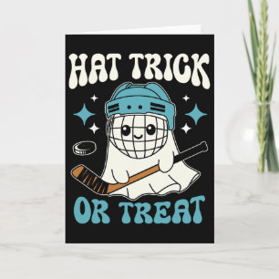 Hat Trick Or Treat Halloween Ice Hockey Player Gho Card