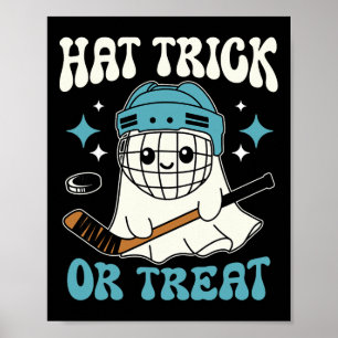 Hat Trick Or Treat Halloween Ice Hockey Player Gho Poster