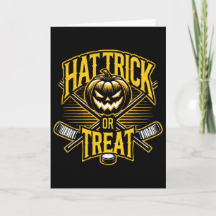 Hat Trick Or Treat Ice Hockey Halloween Fun Card