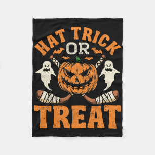 Hat Trick Or Treat Ice Hockey Player Halloween Cos Fleece Blanket