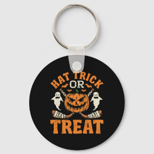 Hat Trick Or Treat Ice Hockey Player Halloween Cos Keychain